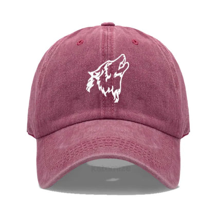 Wolf Embroidered Baseball Cap For Women Men
