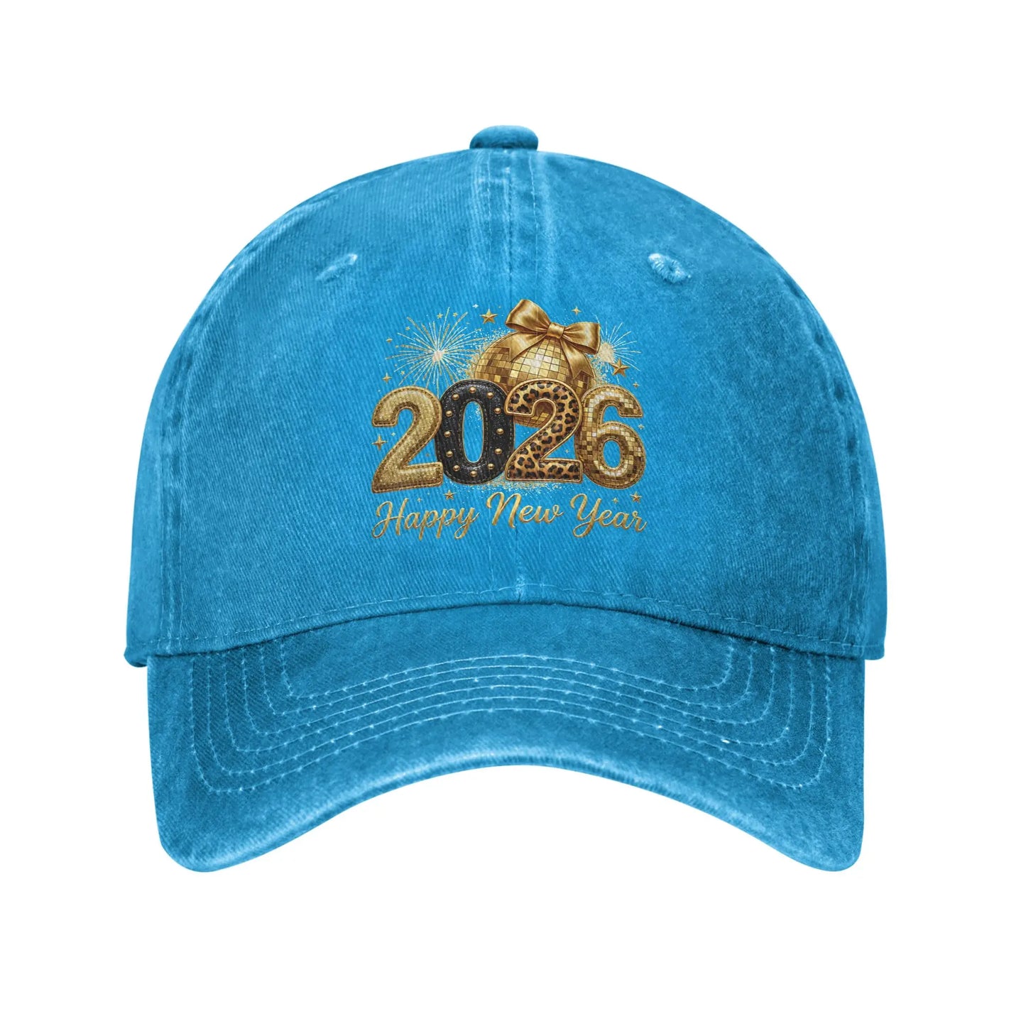 Summer Happy New Year Party 2026 Disco Ball Bow Baseball Cap