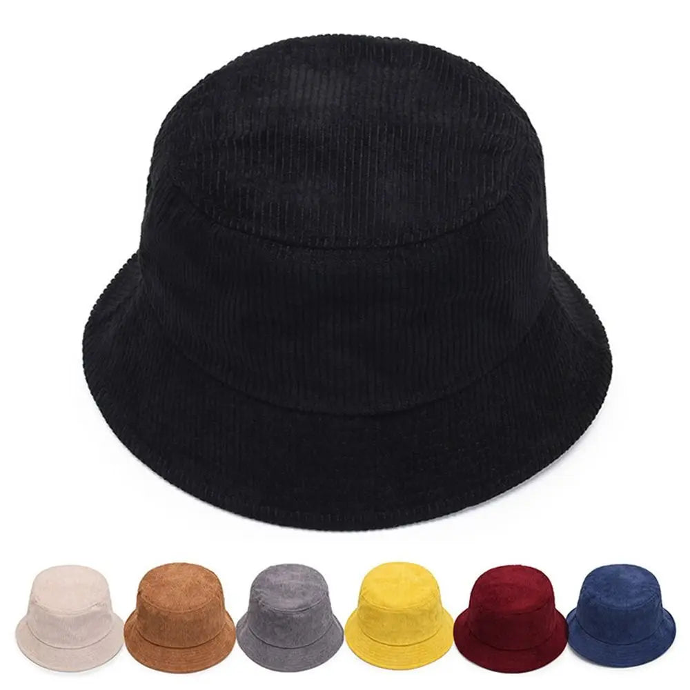 Outdoor Corduroy Bucket Hat Soft Plush Panama Hat Winter Warm Sun Cap Men Women
