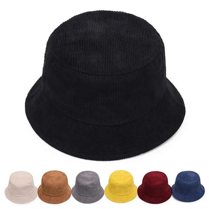 Outdoor Corduroy Bucket Hat Soft Plush Panama Hat Winter Warm Sun Cap Men Women