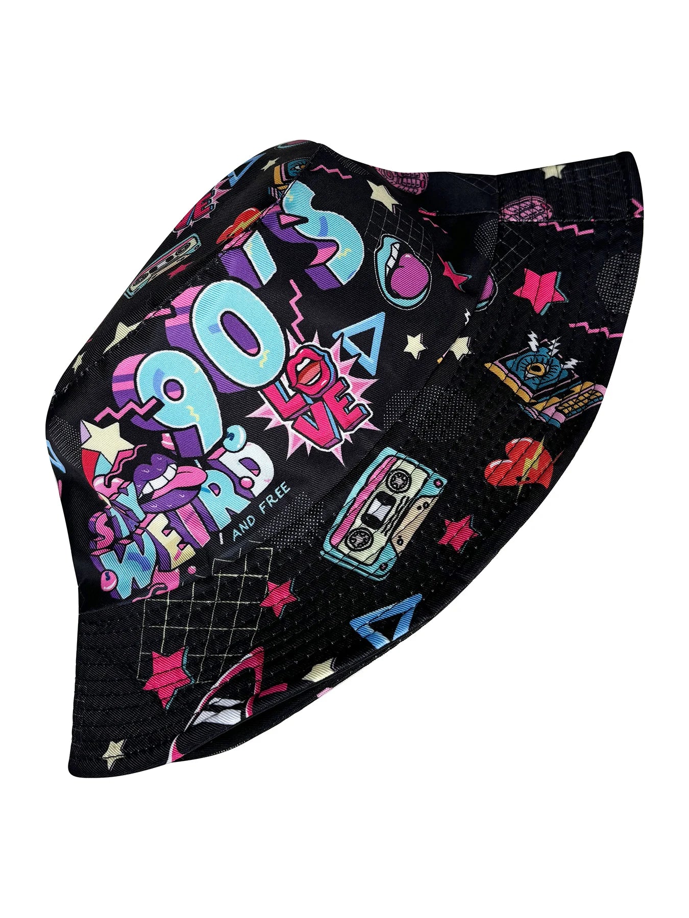 Abstract Personality Tape Black 90S Print Bucket Hat Sun Hat