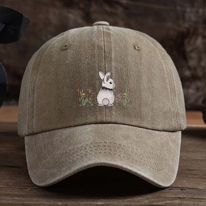 Baseball Cap Cute Rabbit Floral Print