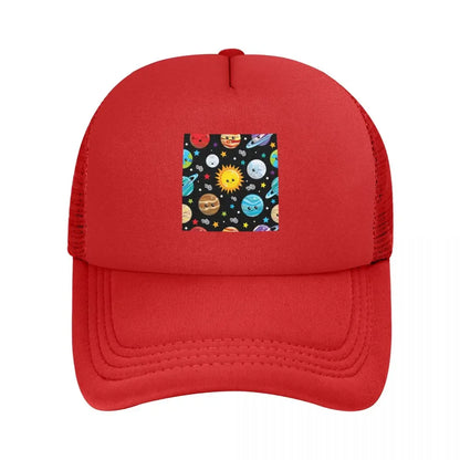 Kawaii Planets Cute Solar System Mesh Baseball Caps
