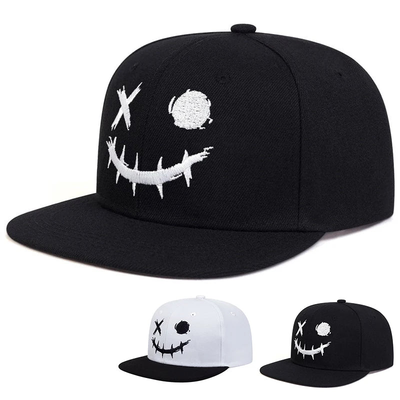 Unisex XO Smiling Face Embroidery Hip-hop Hats Adjustable Snapback Caps