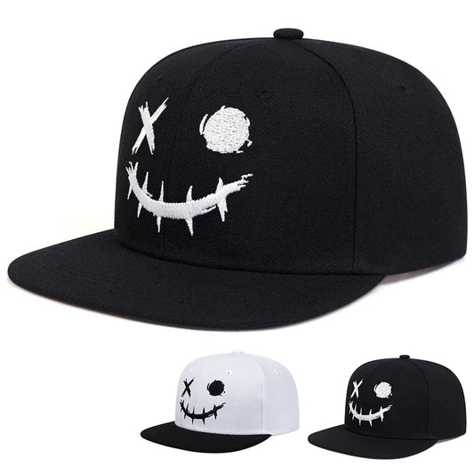 Unisex XO Smiling Face Embroidery Hip-hop Hats Adjustable Snapback Caps