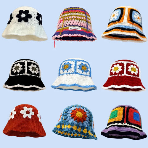 Autumn New Crochet Korean Handmade Bucket Hat Women