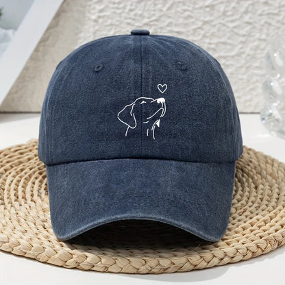White Line Dog Print Women's Baseball Cap