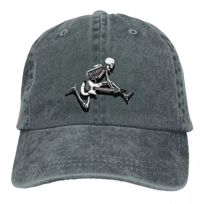 Skeleton Guitarist Jump Baseball Cap Men Cowboy Hats Women Guitar Rock Caps