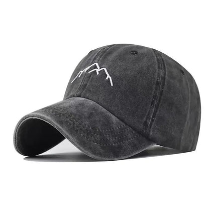 Unisex Washed Cotton Cap Mountain Embroidery Vintage Baseball Cap