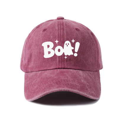 Vintage Washed Boo Ghost Quote Graphic Baseball Cap