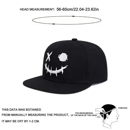 Unisex XO Smiling Face Embroidery Hip-hop Hats Snapback Caps Sunscreen Hat