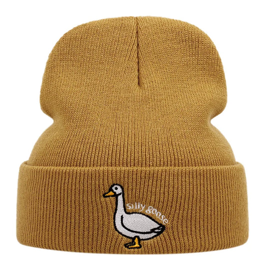 Cute Duck Embroidered Knitted Hat, Warm For Men and Women In Autumn And Winter