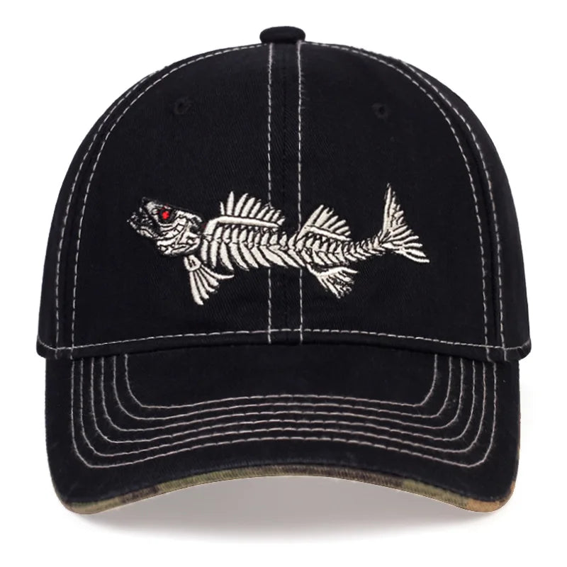 Fishbone Embroidered Baseball Cap