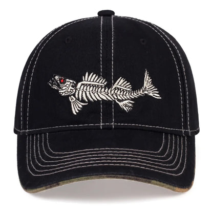 Fishbone Embroidered Baseball Cap
