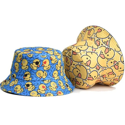 Cartoon Duck Bucket Hat Cute Printing Fisherman Hats For Men Women