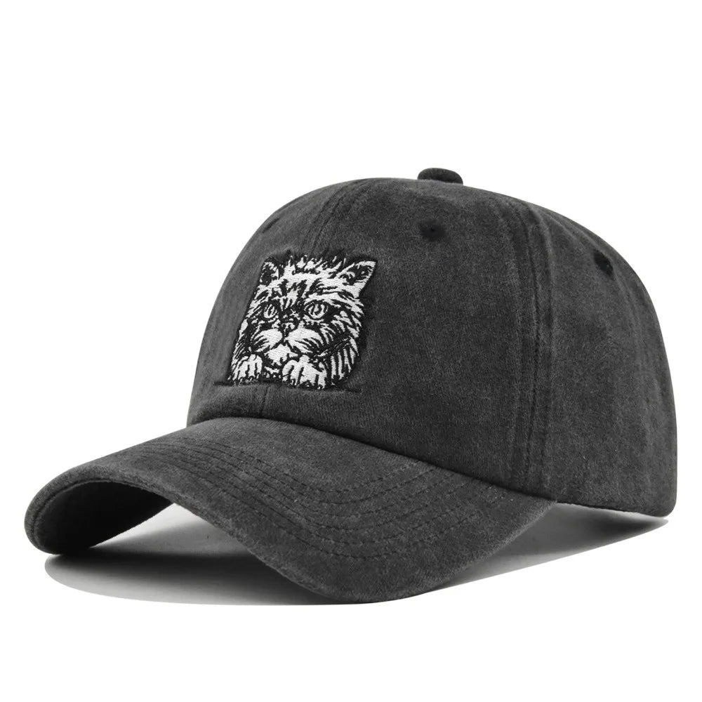 Vintage Cat Embroidery Baseball Cap