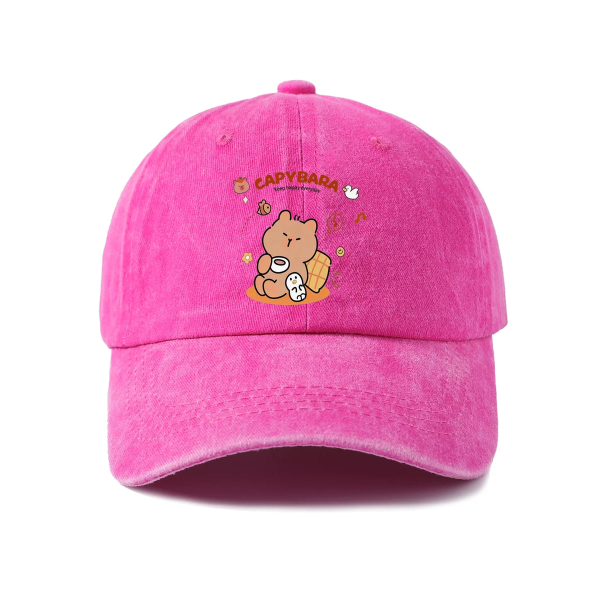 Cute Capybara Friends Vintage Washed Baseball Cap