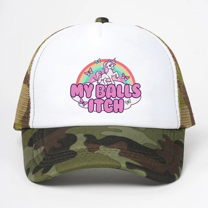 My Balls Itch Ironic Unicorn Rainbow Offensive Baseball Cap