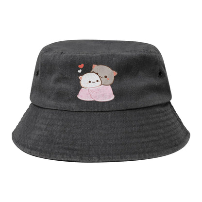 Peach And Goma Love Call Bucket Hat Vocation Mochi Cat