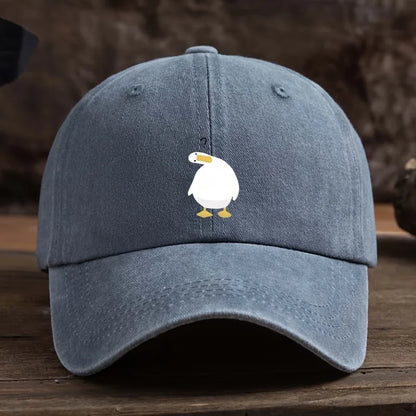 Cute Duck Print Baseball Cap With Adjustable Snap Button