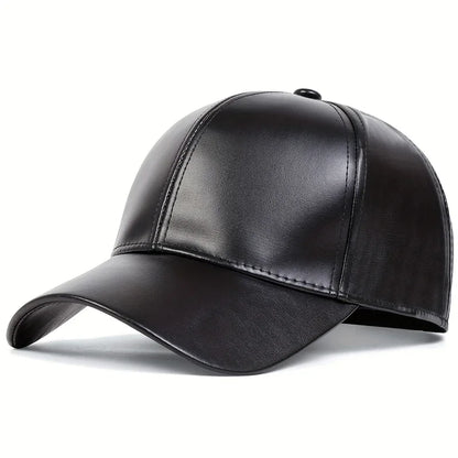 Unisex Pu Solid Leather Baseball Caps