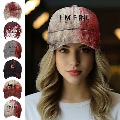 Trendy 3D Printed Halloween Hat Tie-Dye Horror Baseball Hat