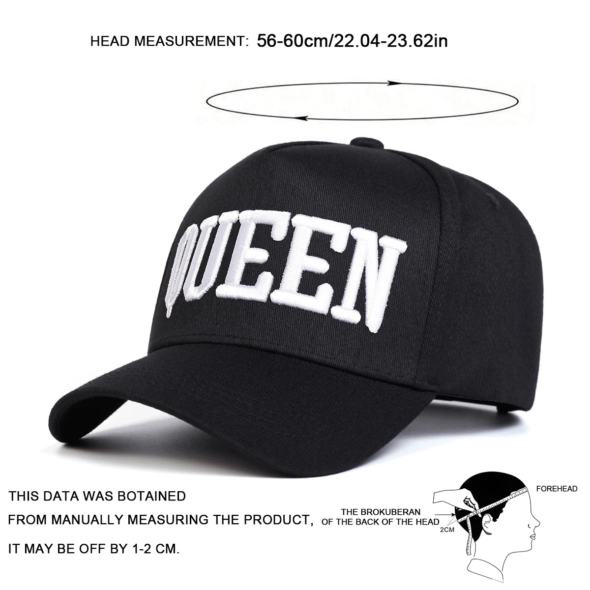 Unisex QUEEN KING Letter Embroidery Baseball Caps Spring And Autumn Outdoor