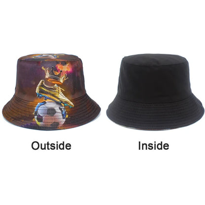 Bucket Hat Unisex Foldable Sun Protection Hat Wide Brim Football Print