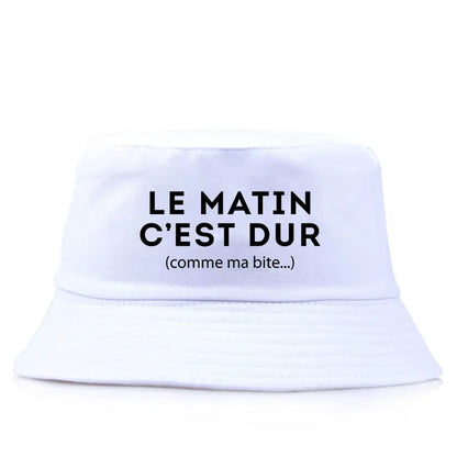 Adult Reversible Bob Le Matin C’est Dur Comme Ma Bite Print Bucket Hat