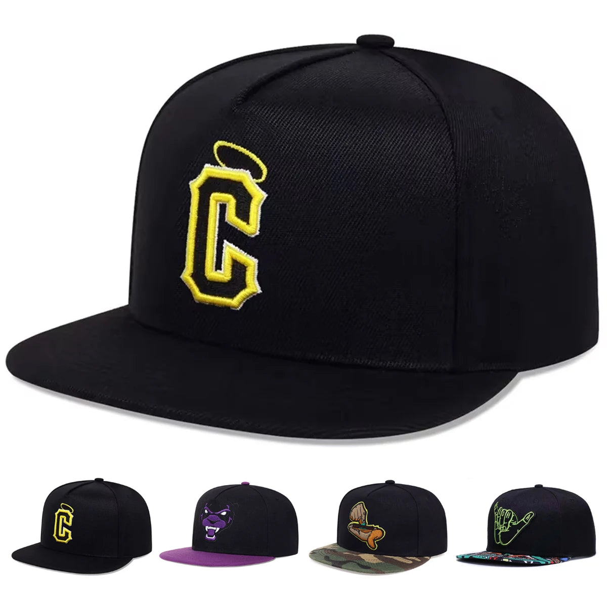 Unisex Angel Halo Embroidery Letter C Hip-hop Hats Snapback Caps