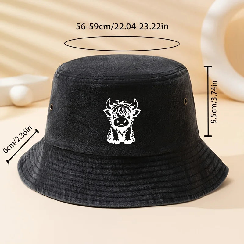 Fashionable And Versatile Scottish Cow Print Bucket Hat