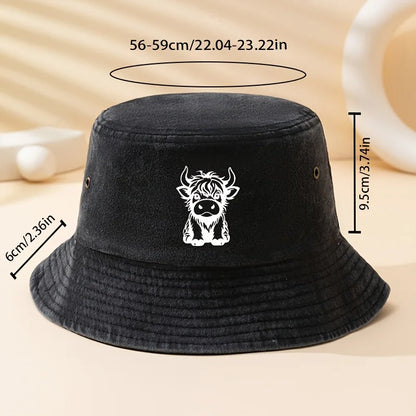 Fashionable And Versatile Scottish Cow Print Bucket Hat