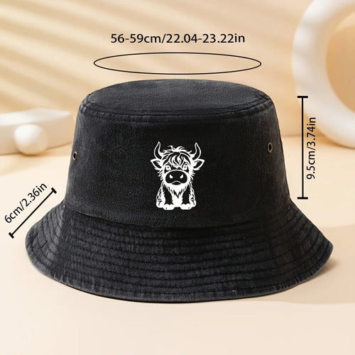 Fashionable And Versatile Scottish Cow Print Bucket Hat