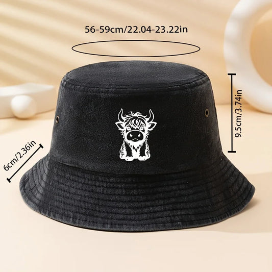 Fashionable And Versatile Scottish Cow Print Bucket Hat
