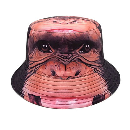 Double-sided Yellow Duck Print Pattern Panama Summer Sunscreen Fisherman Cap Bucket Hat
