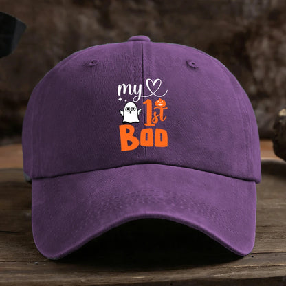 Baseball Cap Ghost Pumpkin Heart Graphic