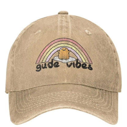 Gude Vibes Good Vibes Rainbow Washed Baseball Cap