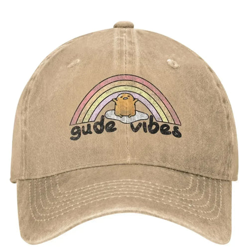 Gude Vibes Good Vibes Rainbow Washed Baseball Cap