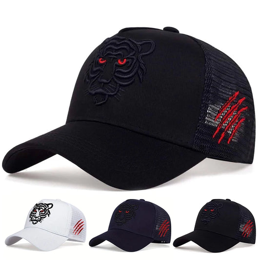 Unisex Tiger Head Embroidery Baseball Caps