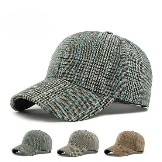 Hat Men's Spring Summer Outdoor Sunscreen Visor Classic Checkered Baseball Cap