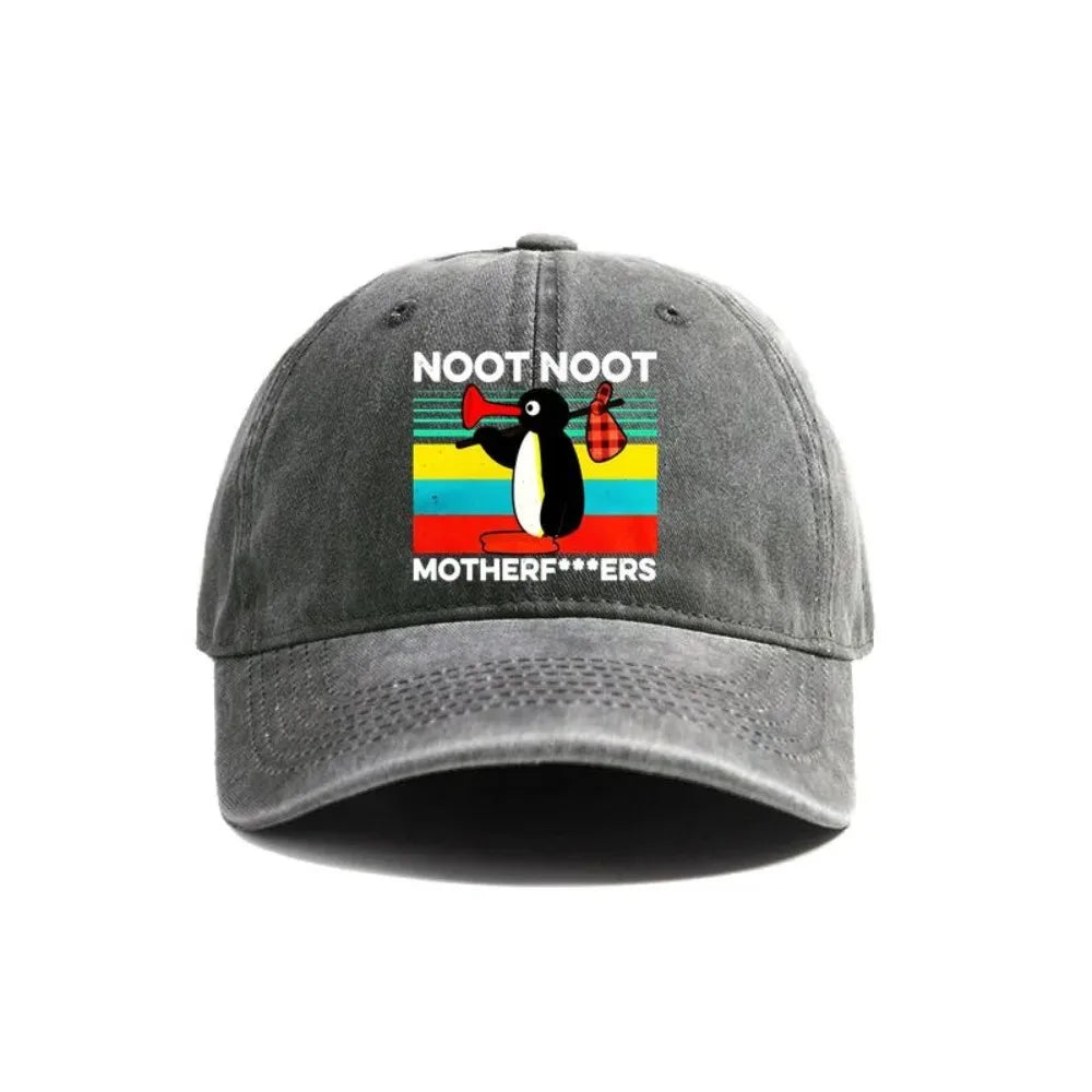 Noot Noot Pingu Distressed Baseball Cap Angry Pingu