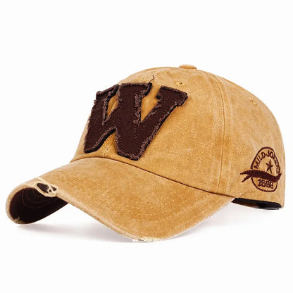 New Cotton Letter W Baseball Cap Retro Outdoor Sports Caps Women Bone Gorras Curved