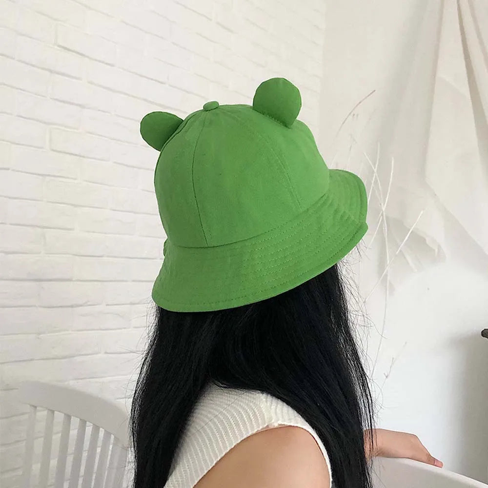 Cute Anti-Fog Cotton Embroidery Sun Protective Frog Sun Hat Visors Hat Bucket cap