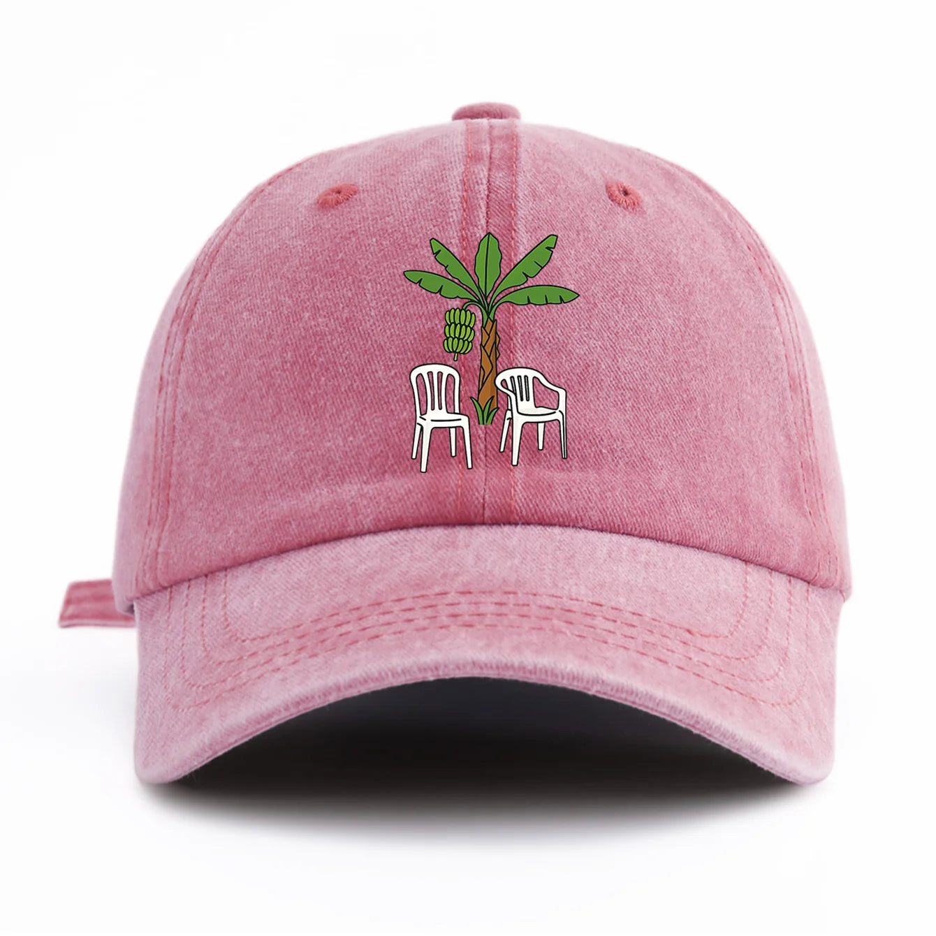 Chair And Tree Print Washed Baseball Cap