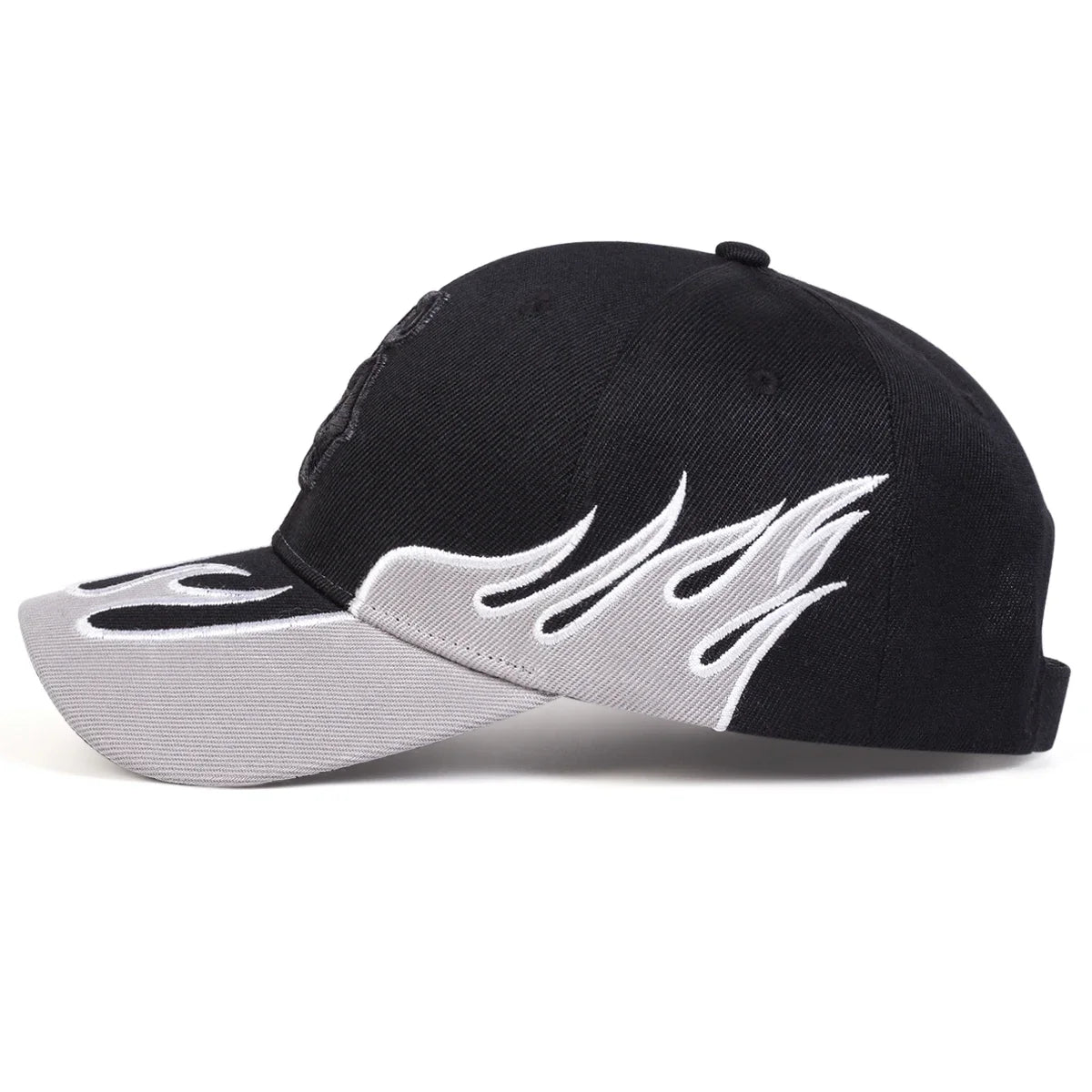 Unisex Flame Embroidery Letter Baseball Caps