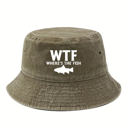 WHERE'S THE FISH Print Bucket Hat.