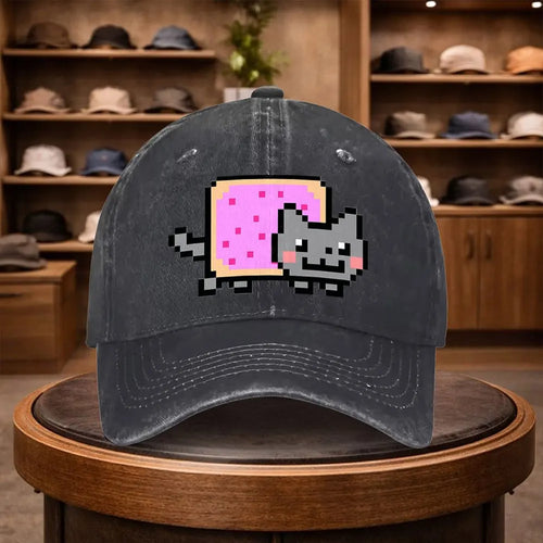 A Men'S Pixel Donut Cat Baseball Cap