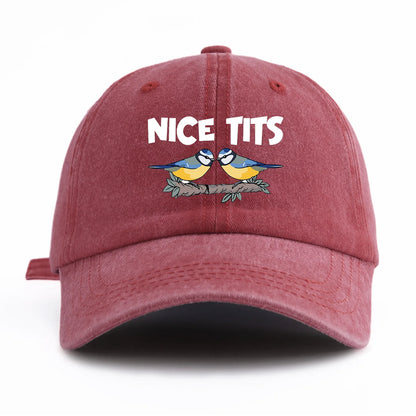 NICE TITS Print Washed Baseball Cap For Adults