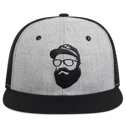 Unisex Old Man Embroidery Hip-hop Net Hats