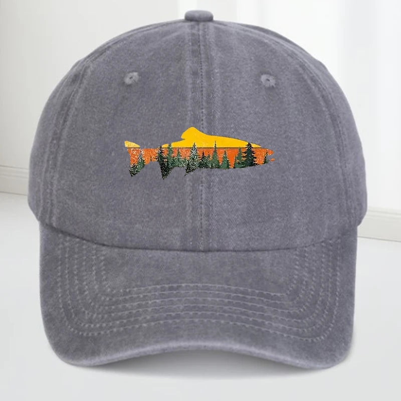 Vintage Fish Pattern Baseball Cap